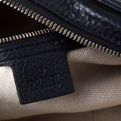 Pre Owned حقيبة كتف غوتشى جلد سوهو أسود محبب متوسطة بسلسلة متوسطة