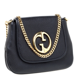 مملوكة مسبقًا Gucci Black Leather Small 1973 Chain Crossbody Bag