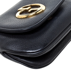 مملوكة مسبقًا Gucci Black Leather Small 1973 Chain Crossbody Bag