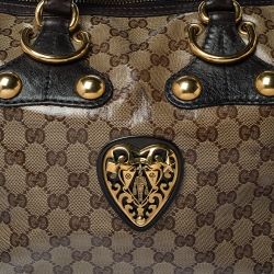 مملوكة مسبقًا حقيبة غوتشي بابوسكا ايندي بوسطن كانفاس GG كريستال و جلد بيج