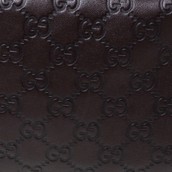 مملوكة مسبقًا حقيبة غونشي ميس جي جي جلد غوتشيسيما بني داكن