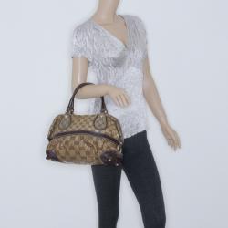 مملوكة مسبقًا Gucci Monogram GG Logo Crystal Borsa Satchel