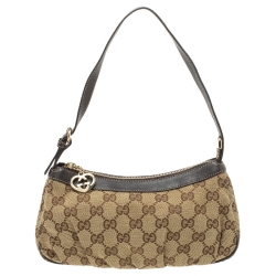مملوكة مسبقًا Gucci Beige/Brown GG Canvas and Leather Pochette Bag