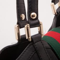 Pre Owned Gucci Black Monogram Ladies Web GG Large Tote Bag