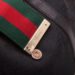 Pre Owned Gucci Black Monogram Ladies Web GG Large Tote Bag