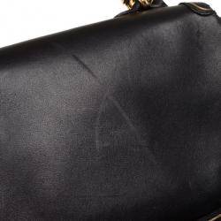 Pre Owned Gucci Black Top Handle Bamboo Bag 