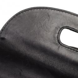 Pre Owned Gucci Black Top Handle Bamboo Bag 