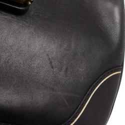 Pre Owned Gucci Black Top Handle Bamboo Bag 