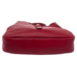 Pre Owned Gucci Red Leather Medium Jackie Hobo