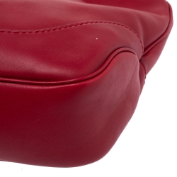 Pre Owned Gucci Red Leather Medium Jackie Hobo