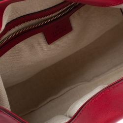 Pre Owned Gucci Red Leather Medium Jackie Hobo