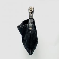 Pre Owned Gucci Black Canvas Wave Horsebit Hobo Bag