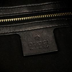 Pre Owned Gucci Black Canvas Wave Horsebit Hobo Bag