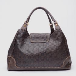 Pre Owned Gucci Brown Leather New Pelham Large Shoulder Bag