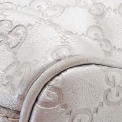 Pre Owned Gucci Silver Guccissima Leather Sukey Tote 