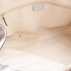 Pre Owned Gucci Silver Guccissima Leather Sukey Tote 