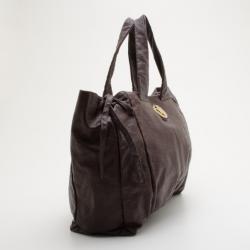 Pre Owned Gucci Chocolate Guccissima Leather 'Hysteria' Large Tote