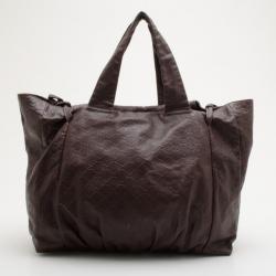 Pre Owned Gucci Chocolate Guccissima Leather 'Hysteria' Large Tote