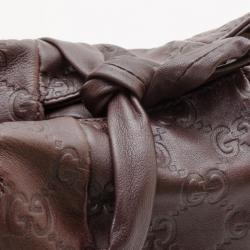 Pre Owned Gucci Chocolate Guccissima Leather 'Hysteria' Large Tote