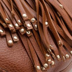 Pre Owned Gucci Brown Leather 'Indy' Large Tassel Hobo