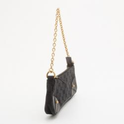 Pre Owned Gucci Black Signature "GG" Canvas Chain Link Nailhead Pochette Handbag