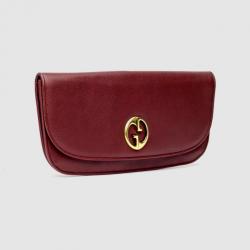 Pre Owned Gucci Red Leather 1973 Clutch