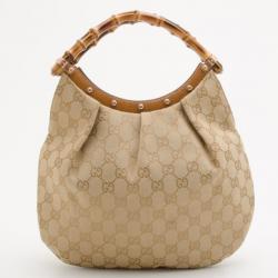 Pre Owned Gucci Classic GG Monogram Bamboo Handle Handbag