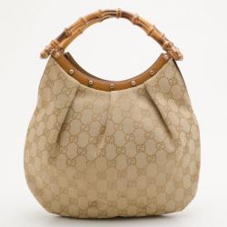 Pre Owned Gucci Classic GG Monogram Bamboo Handle Handbag
