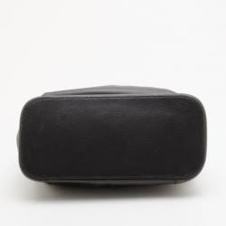 Pre Owned Gucci Black Leather Top Handle Drawstring Bag