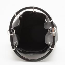 Pre Owned Gucci Black Leather Top Handle Drawstring Bag