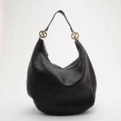 Pre Owned Gucci Black Guccissima 'GG Twins' Medium Hobo