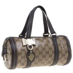 Pre Owned Gucci Brown GG Monogram Duchessa Small Boston Satchel