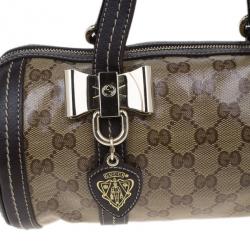 Pre Owned Gucci Brown GG Monogram Duchessa Small Boston Satchel