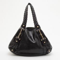 Pre Owned Gucci Black Pelham Python Tote 
