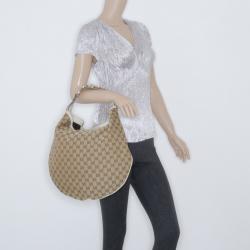 مملوكة مسبقًا Gucci Brown Canvas Monogram GG Hobo