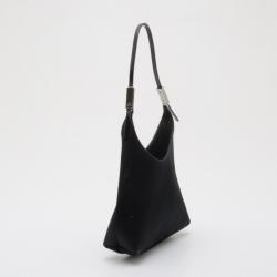 مملوكة مسبقًا Gucci Black Satin Small Hobo With Leather Strap