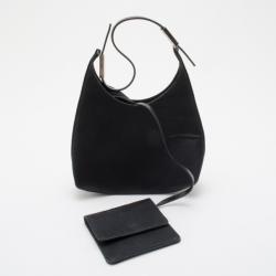 مملوكة مسبقًا Gucci Black Satin Small Hobo With Leather Strap