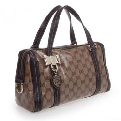 Pre Owned Gucci Crystal Monogram Duchessa Medium Boston Satchel