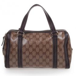 Pre Owned Gucci Crystal Monogram Duchessa Medium Boston Satchel