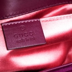 Pre Owned Gucci Purple Velvet Small GG Marmont Shoulder Bag