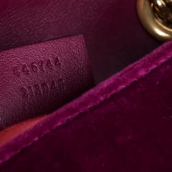 Pre Owned Gucci Purple Velvet Small GG Marmont Shoulder Bag
