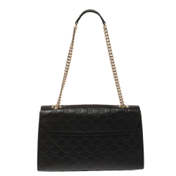 Pre Owned Gucci Black Guccissima Leather Medium Emily Chain Shoulder Bag