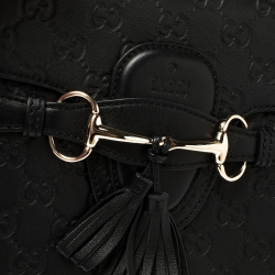 Pre Owned Gucci Black Guccissima Leather Medium Emily Chain Shoulder Bag