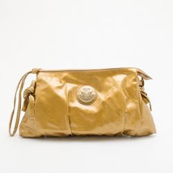 Pre Owned Gucci Gold Metallic Patent Hysteria Clutch