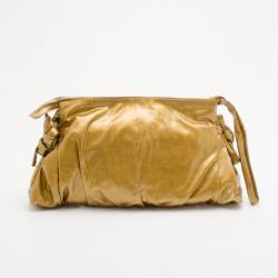 Pre Owned Gucci Gold Metallic Patent Hysteria Clutch