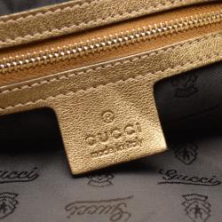 Pre Owned Gucci Brown Leather Indy Monogram Crystal Handbag