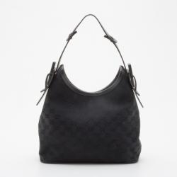 مملوكة مسبقًا Gucci Black GG Canvas Medium Horsebit Hobo Bag