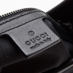 مملوكة مسبقًا Gucci Black GG Canvas Medium Horsebit Hobo Bag