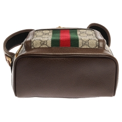Pre Owned Gucci Beige/Ebony GG Supreme Canvas and Leather Small Ophidia Backpack