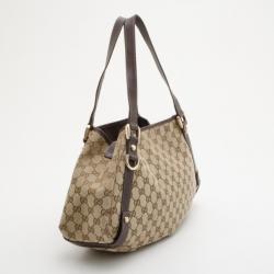 Pre Owned Gucci Brown GG Logo Abbey Tote